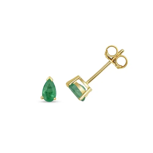 Emerald Pear Claw Set Studs